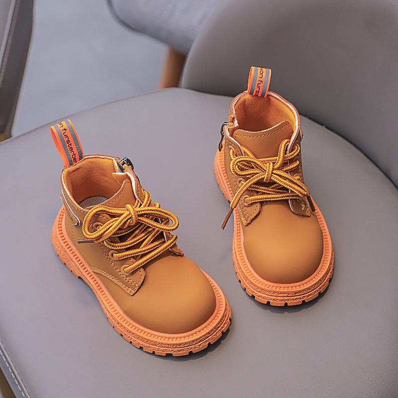 Giày Bốt Da Phối Khóa Kéo Thời Trang Cá Tính Cho Bé Trai Gái