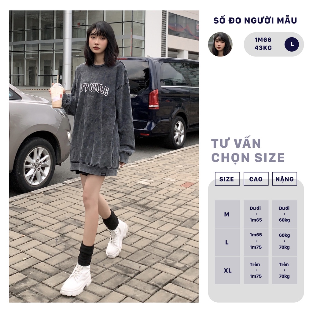 Áo sweater local brand Acid 1998 City Cycle nỉ loang form rộng oversize unisex