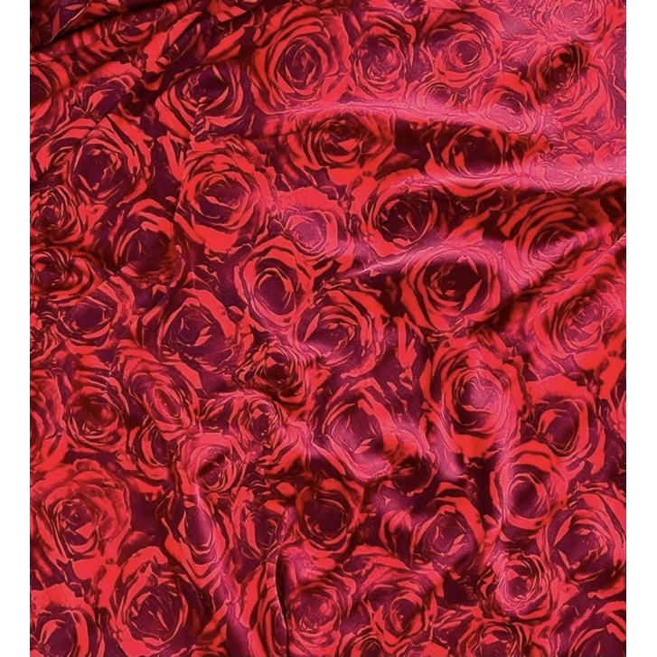 Vải lụa satin hoa hồng đỏ