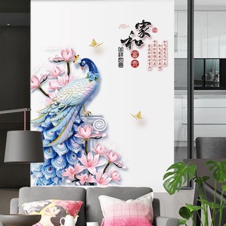 Decal dán tường chim công