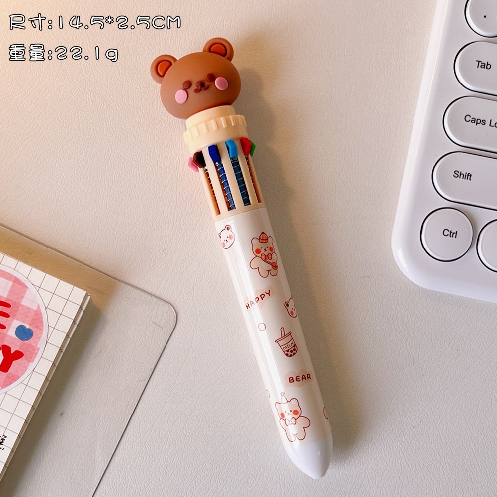 Bút bi 10 ngòi hình gấu kiểu dáng xinh xắn, đáng yêu