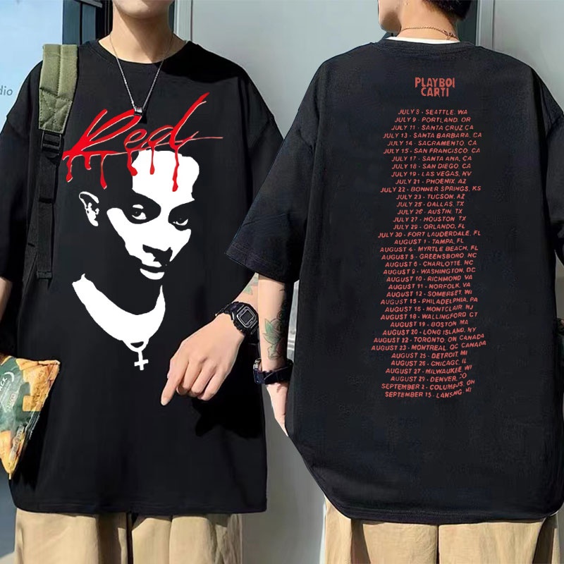 Áo Thun Cotton In Logo Playboi Carti Thời Trang Vintage 90s