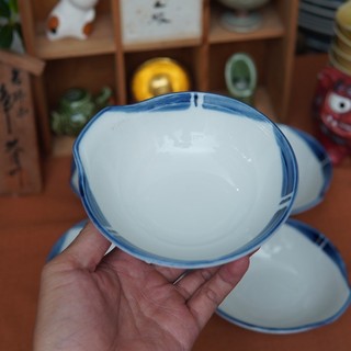 Bộ 5 chén cơm kiểu nhật men lam sọc - gốm sứ nhật bản