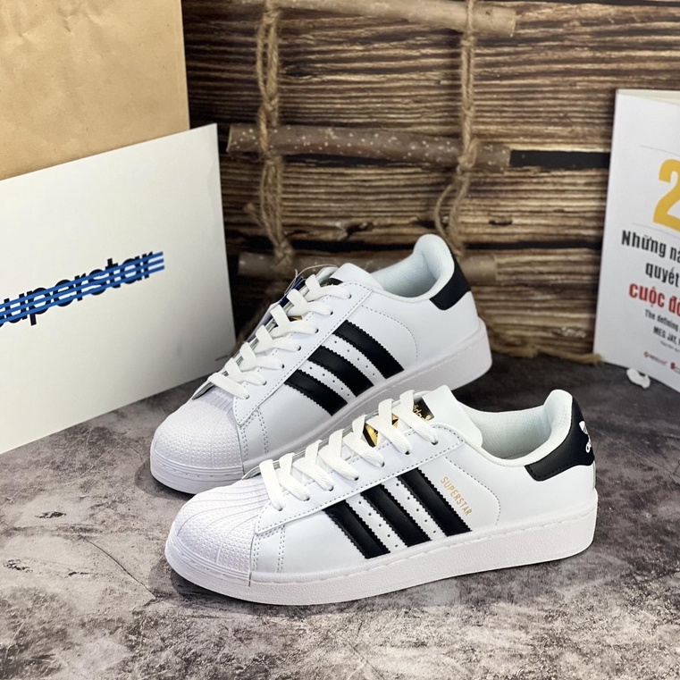 Giày Adidas superstar 3 sọc đen Mũi Sò Tem Vàng Chuẩn Auth - Adidas Superstar EG4958