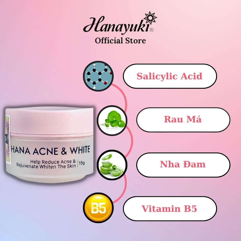 Kem Dưỡng Giảm Mụn Hana Acne White, Ngăn Ngừa Vết Thâm Và Ngăn Mụn Tái Phát, Kem Dưỡng Da Giảm Mụn Hanayuki Chính Hãng