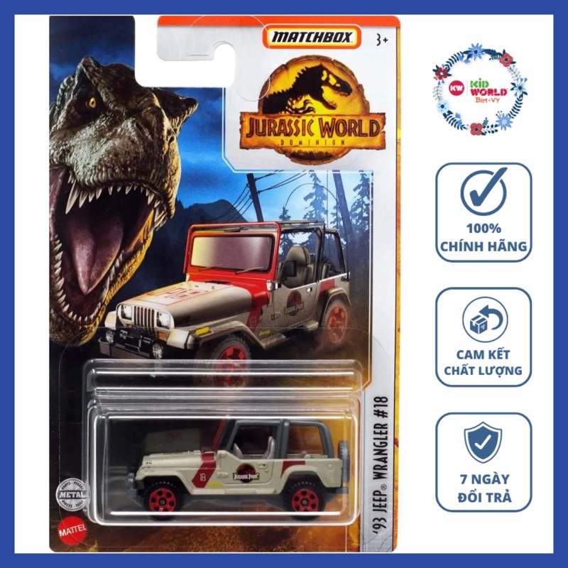 Xe mô hình Matchbox Jurassic World Dominion Series '93 Jeep Wrangler #18 HBH01.