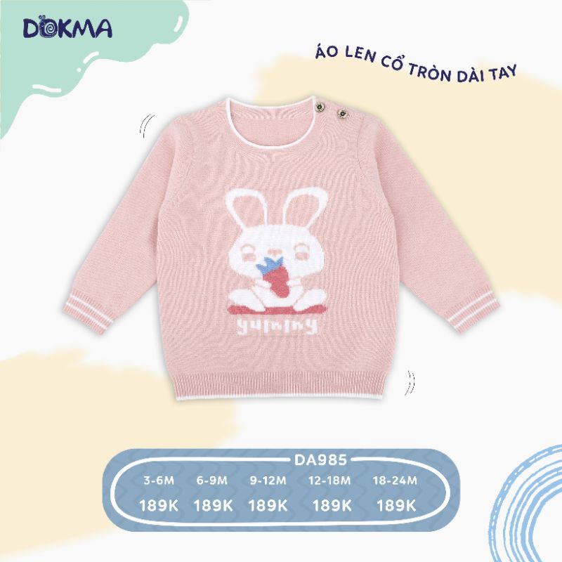 Áo len sơ sinh cài vai bé trai, bé gái Dokma 6-24M