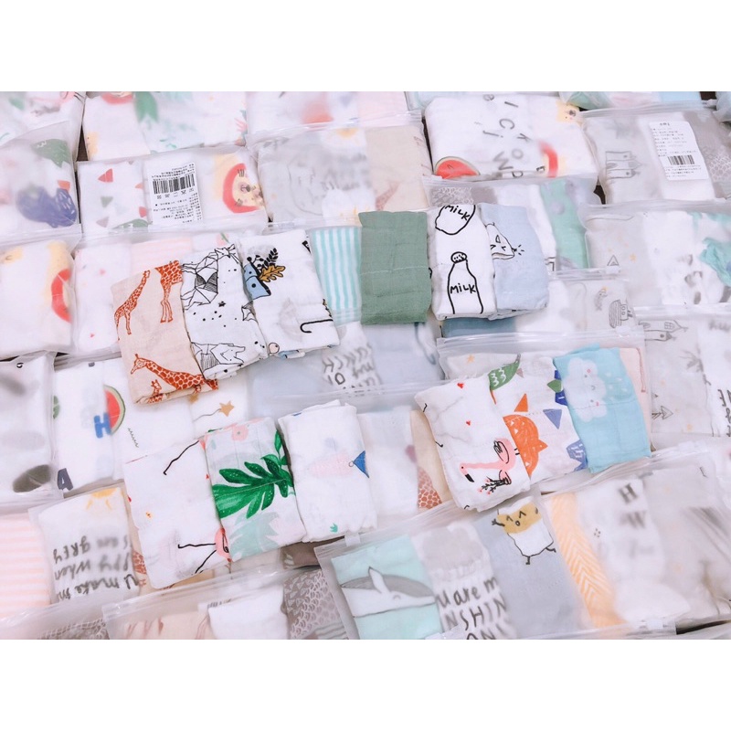 Set 3 khăn mặt muslin tree cho bé