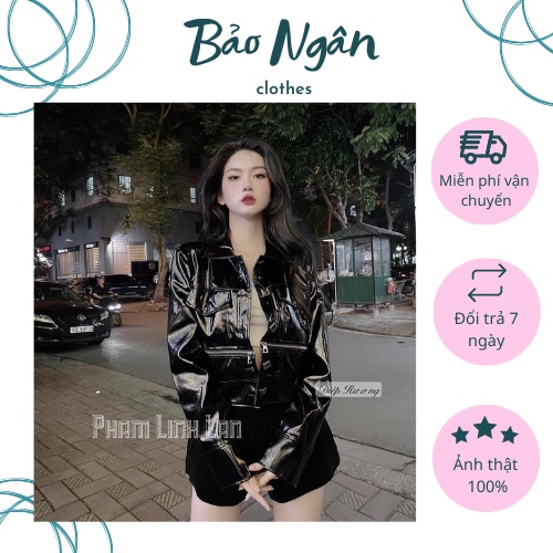 Áo khoác da bóng phối khóa siêu hot