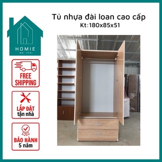 Tủ quần áo nhựa đài loan 2 cánh dài homie kích thước 180x85x51 - freeship hà nội