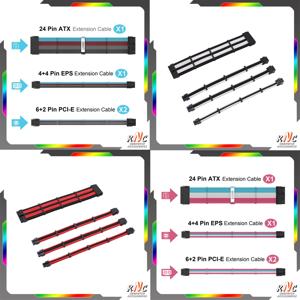 Bộ Dây Nguồn Nối Dài Bọc Dù ColorFul Mod Pro Phiên Bản Uốn Cong Kèm Lược Cố Định - Hàng Fullbox