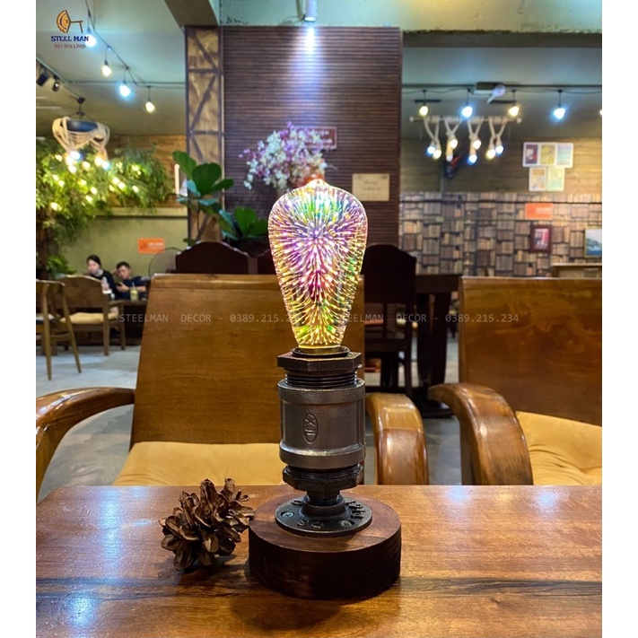 Đèn cổ điển - Đèn decor ống nước trang trí, bóng sợi đốt Edison, bóng hiệu ứng hoa nhiều màu sắc cực đẹp