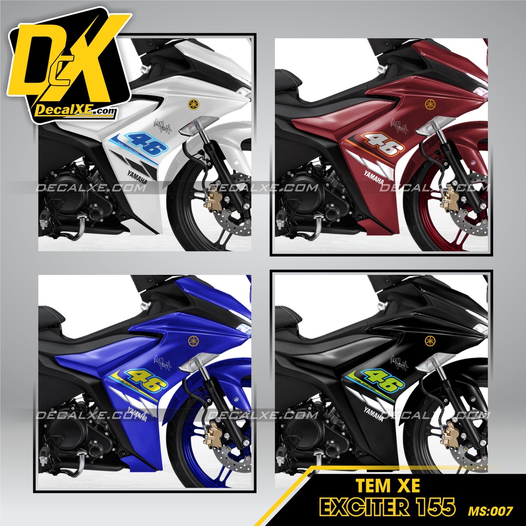 Tem Dán Xe Exciter 155 mẫu VR 46 - ROSSI  |Chất Liệu Decal Cao Cấp Chống Nước, Bền Màu, Cắt Khuôn Sẵn Dễ Dán | ex155-007