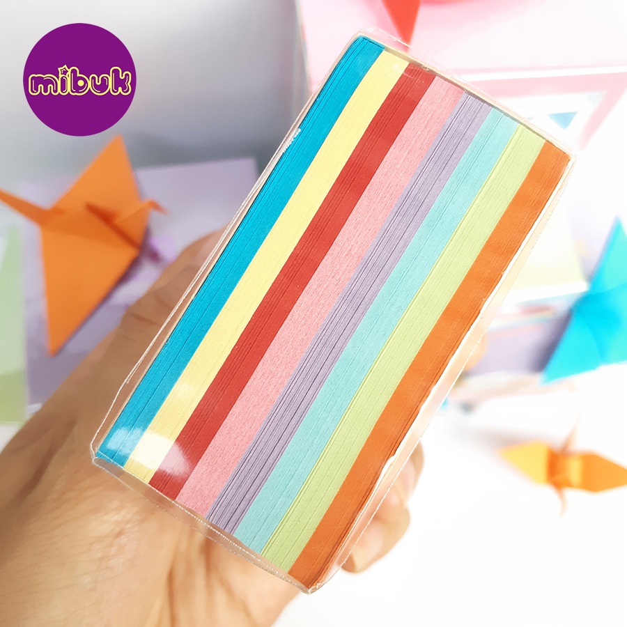 Combo MAY MẮN 440 tờ giấy gấp sao + 640 tờ giấy gấp hạc 6.5x6.5 cm