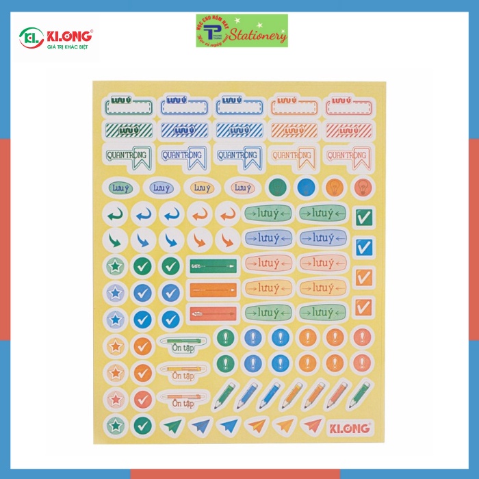 Bộ Study Sticker, nhãn dán học tập Klong tập 3 tờ; MS: 720