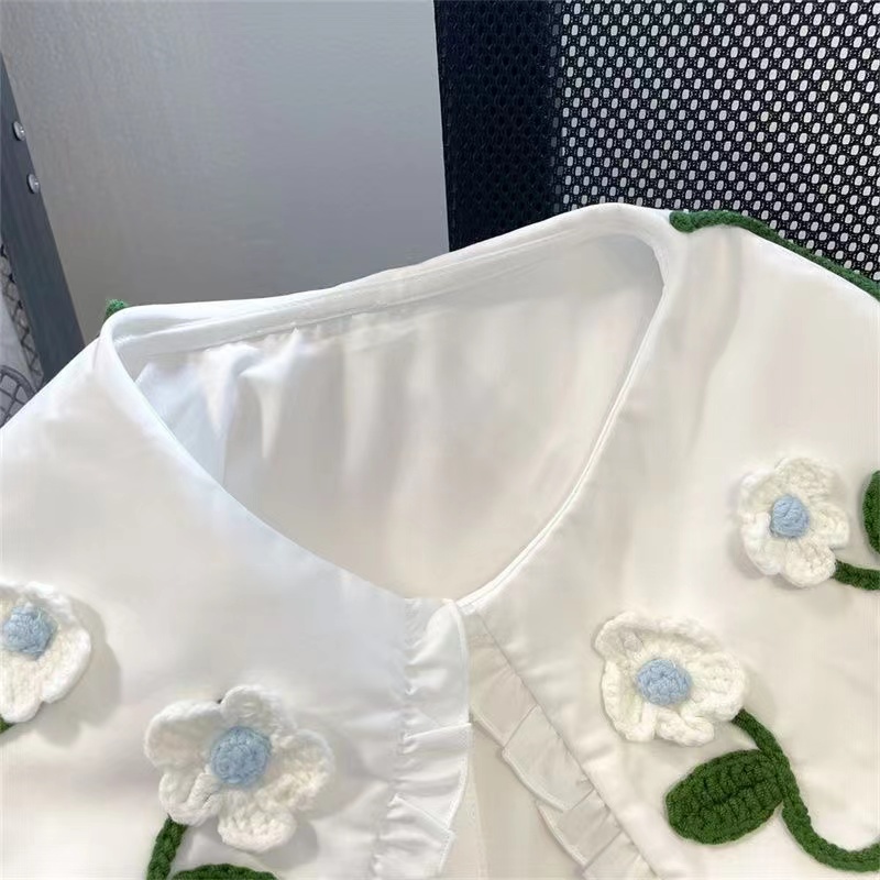 Áo Sơ Mi Nữ Tay Dài Cổ Búp Bê Thêu Hoa Phong Cách Hàn Quốc Baju Baju Wanita Lengan Panjang Hàng Mới Có Sẵn