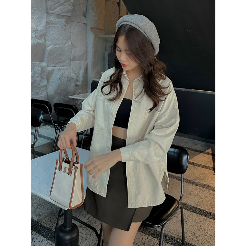 Áo Sơmi Kaki - Trơn - 2 Túi To - Tay Dài