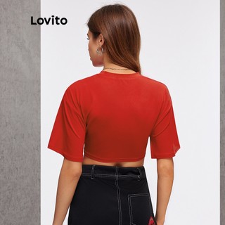 Lovito Áo Thun Crop Top L20E015 (Đỏ)