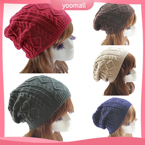 {YO} Mũ Beret Dệt Kim Giữ Ấm Mùa Đông Kiểu Baggy Cho Nữ