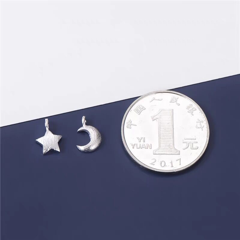 Mặt Dây Chuyền Hình Trăng Sao Mini Bằng Bạc Sterling S925 Làm Vòng Tay Thủ Công DIY