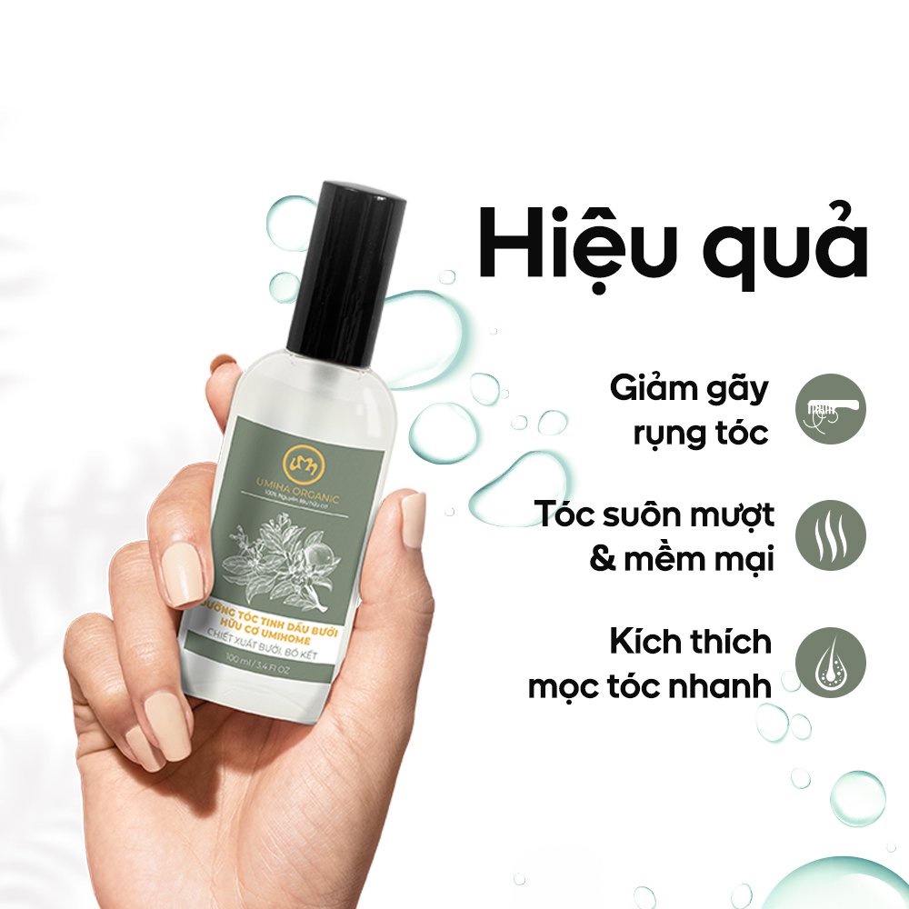 Xịt kích mọc Tóc tinh dầu Bưởi và Bồ Kết UMIHOME 50/10ml hữu cơ