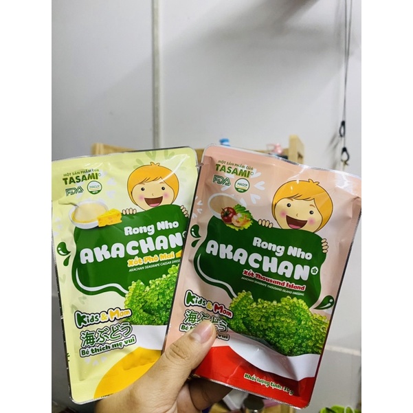 Combo 10 gói Rong Nho Akachan kèm nước xốt mè rang kewpie 35g