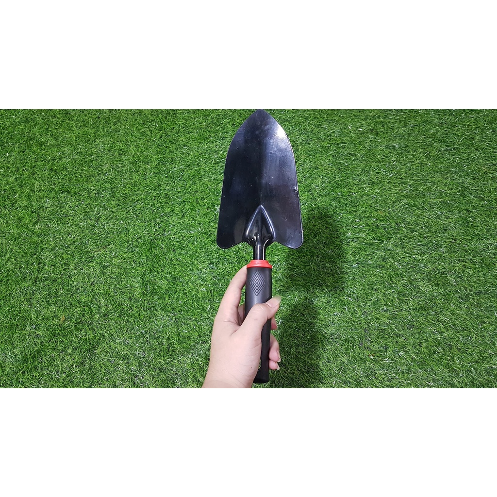 Xẻng mini làm vườn bằng thép Carbon tay cầm nhựa đa năng. (loại bóng)