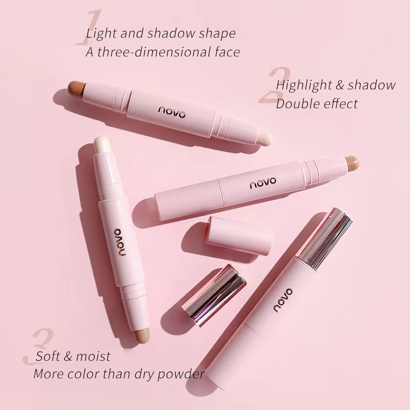 Novo® Thỏi Kem Bắt Sáng Hai Đầu Tạo Hiệu Ứng Trang Điểm Tự Nhiên 3D Lâu Trôi 2.7g 5494