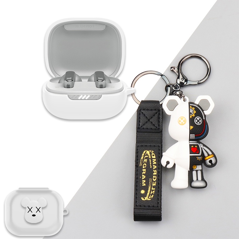 JBL Live Pro2 Case Creative Bear keychain pendant Kaws Crayon Shin-chan JBL Live Pro2 silicone soft shell protective Case cartoon Doraemun Stitch cute dinosaur JBL Live Pro+ headset Case protective Case JBL Live Pro+ Cover