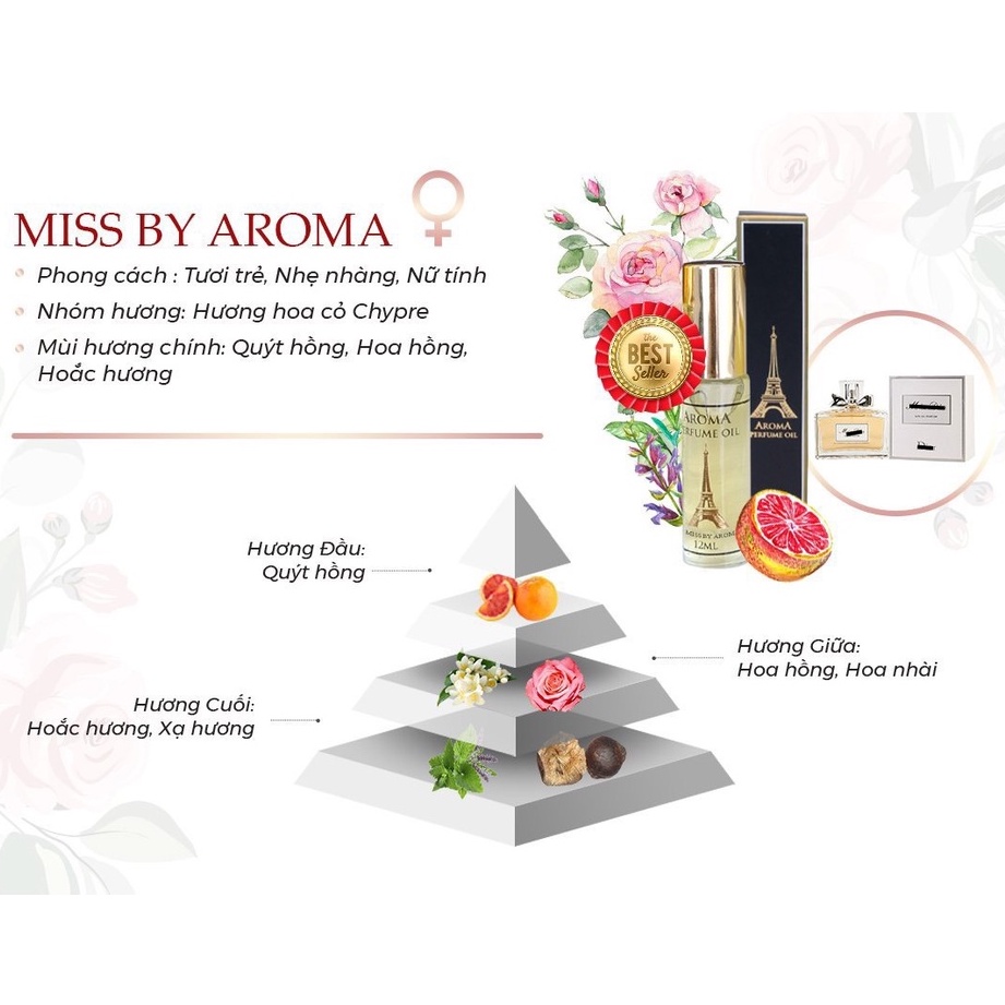 Nước Hoa Pháp Aroma Miss Di.or Nữ Tính, Nhẹ Nhàng, Ngọt Ngào