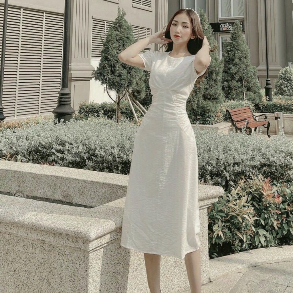 Đầm Nữ Nhún Eo Tay Phồng Tôn Dáng HNK322