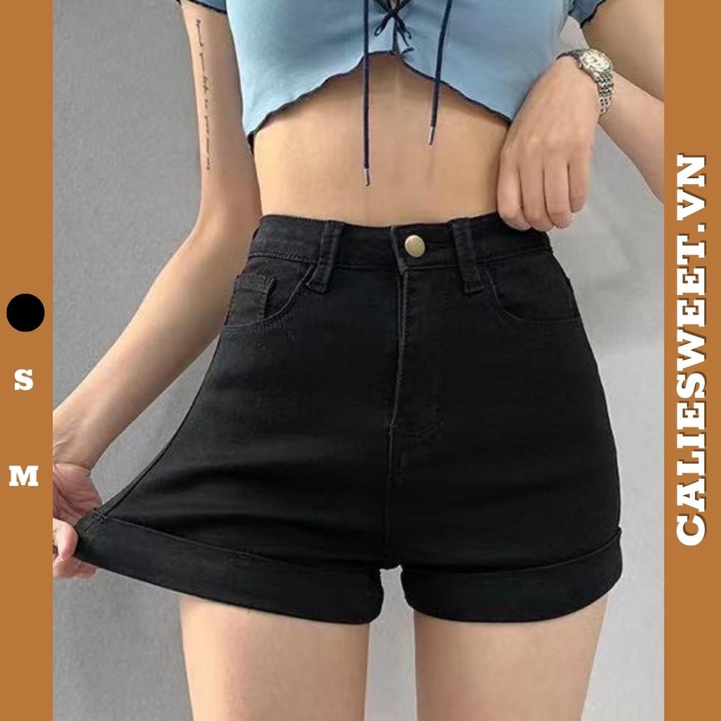 Quần đùi jean nữ Caliesweet quần short jean màu trắng form đẹp