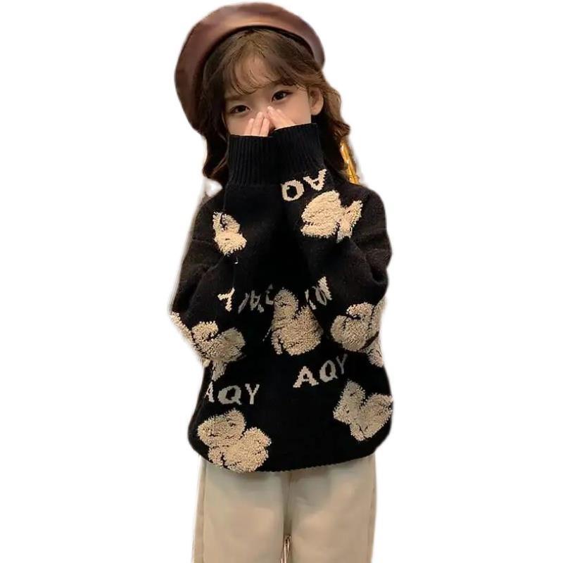 Áo len cho bé gái áo len trẻ em lớn áo len trẻ em áo len dệt kim áo len bé gái áo len mùa đông quần áo trẻ em thời trang trung bình trẻ em lớn