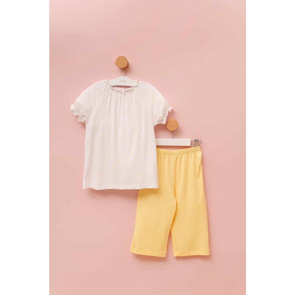 [Nous Kids] Bộ quần áo cộc tay Nous cao cấp màu vàng cho bé gái - Chất liệu Nu Doux Mềm Nhẹ (Size Từ 2-6 tuổi)