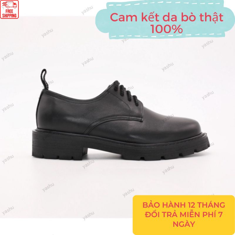 Giầy Chunky Derby nam, đế cao su cao 4,5cm, da bò nhập khẩu chính hãng
