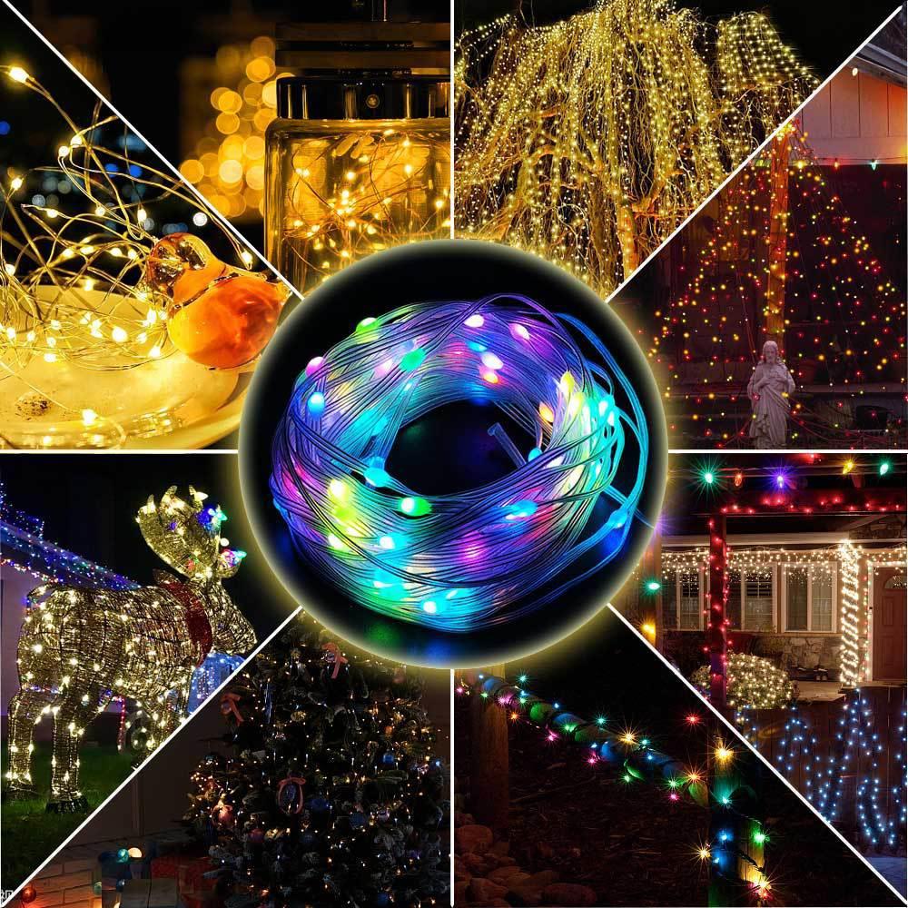 Trang trí tiệc gia đình Đèn dây LED Trang trí nhà sáng tạo Dây đèn cây thông Noel Di động Dây đèn LED RGB Đèn Giáng sinh thông minh Trang trí Giáng sinh Veel
