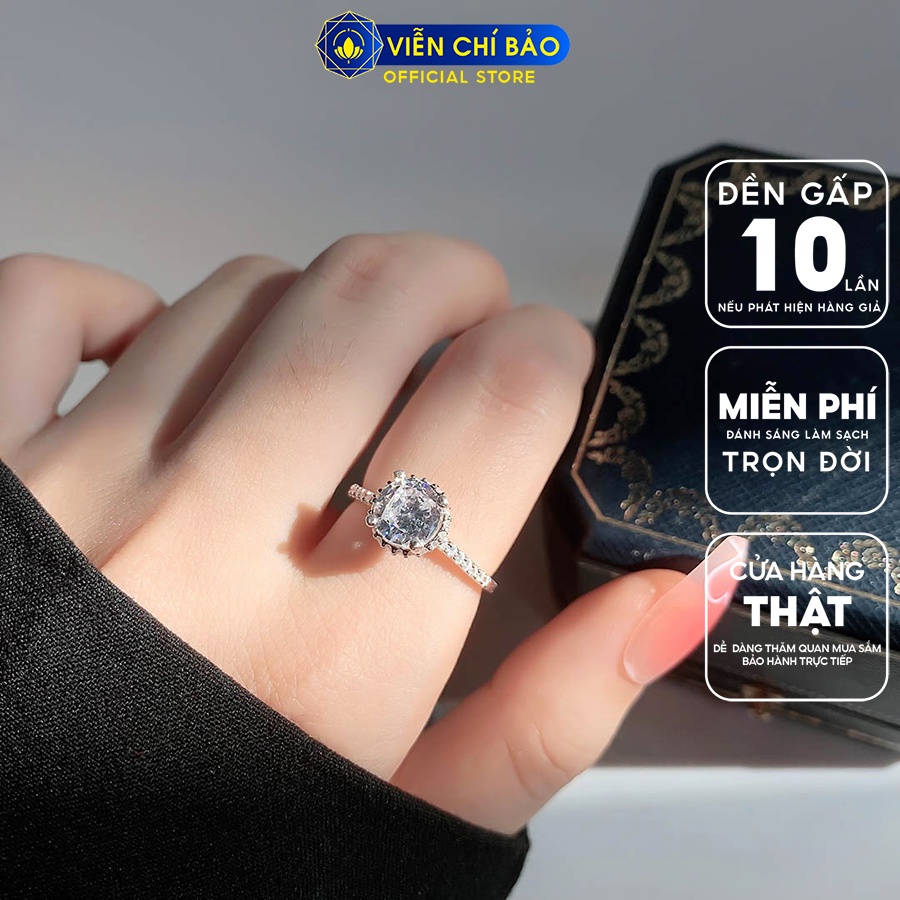 Nhẫn bạc nữ đính đá dải tròn chất liệu bạc 925 thời trang phụ kiện trang sức Viễn Chí Bảo N400871