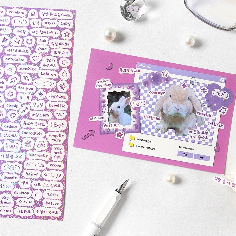 Sticker trang trí chữ nhãn dán biểu tượng hologram