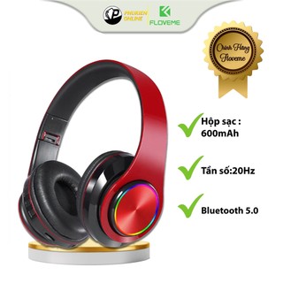 Tai Nghe Chụp Tai Không Dây Floveme B39 Kèm Jack 3.5 - Bluetooth 5.0 - Có Míc Led RGB, Pin Chuẩn 400mAh, Âm Thanh HiFi.