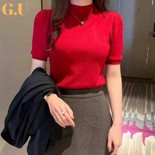 Áo thun gân len cổ lọ tay phồng 🎈🎈🎈ch