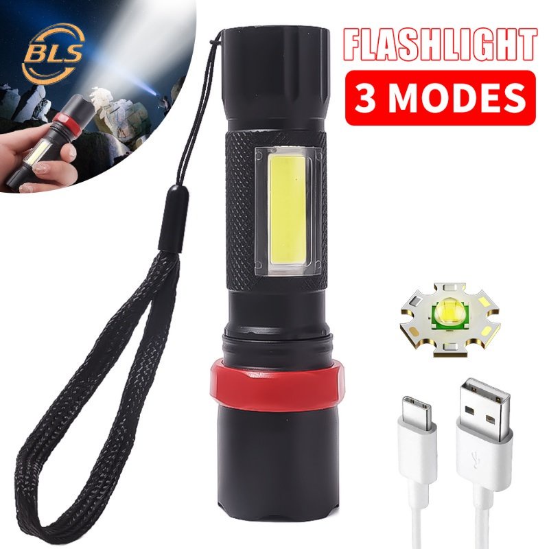 1 Đèn Flash COB Siêu Sáng Chống Thấm Nước Với Cáp Sạc USB Và 3 Tốc Độ Điều Chỉnh Mạnh Mẽ Dành Cho Cắm Trại Ngoài Trời