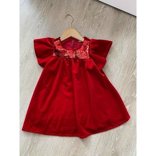 Váy nhung đỏ phối senquin - Váy HM