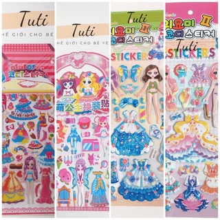 Đồ chơi hình dán sticker nổi 3d công chúa thay trang phục dễ thương cho bé