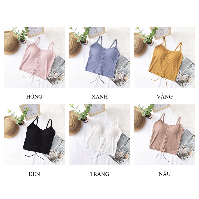 Áo 2 dây dệt kim freesize dây rút lộ rốn thời trang có đệm mỏng LAVENUSA AL79