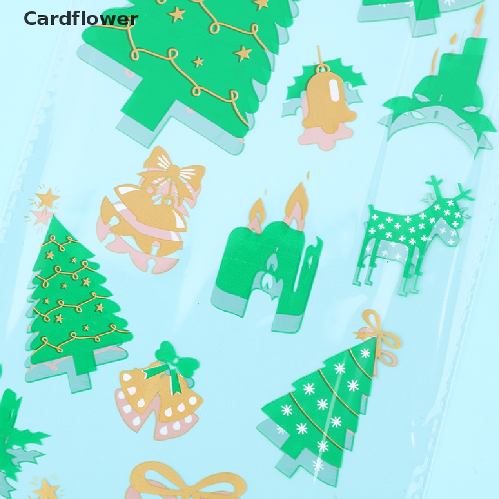 &lt; Cardflower &gt; 50 Túi Quà Tặng Giáng Sinh PVC Trong Suốt Có Chuông Ông Già Noel Tuần Lộc Người Tuyết