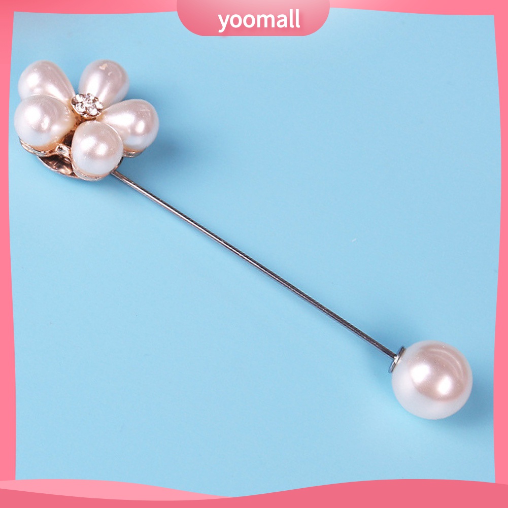 Ghim Cài Áo Hình Bông Hoa Đính Ngọc Trai Giả Thanh Lịch Dành Cho Nữ