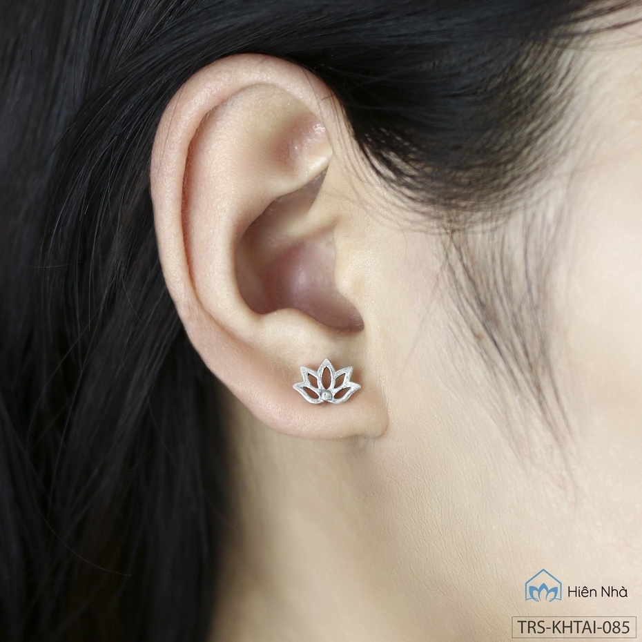 Khuyên tai bạc S925 hình Hoa sen - Trang sức Bình An - Trong Nhà