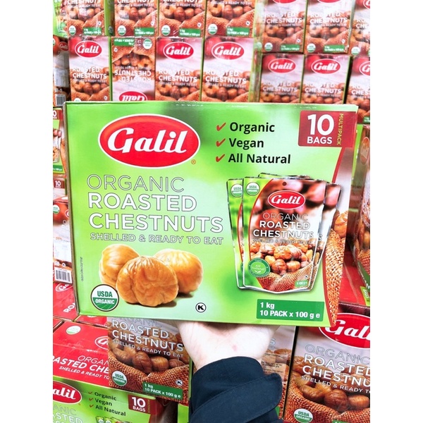 Hạt dẻ hữu cơ Galil Organic Roasted Chestnuts 10 gói x 100gram