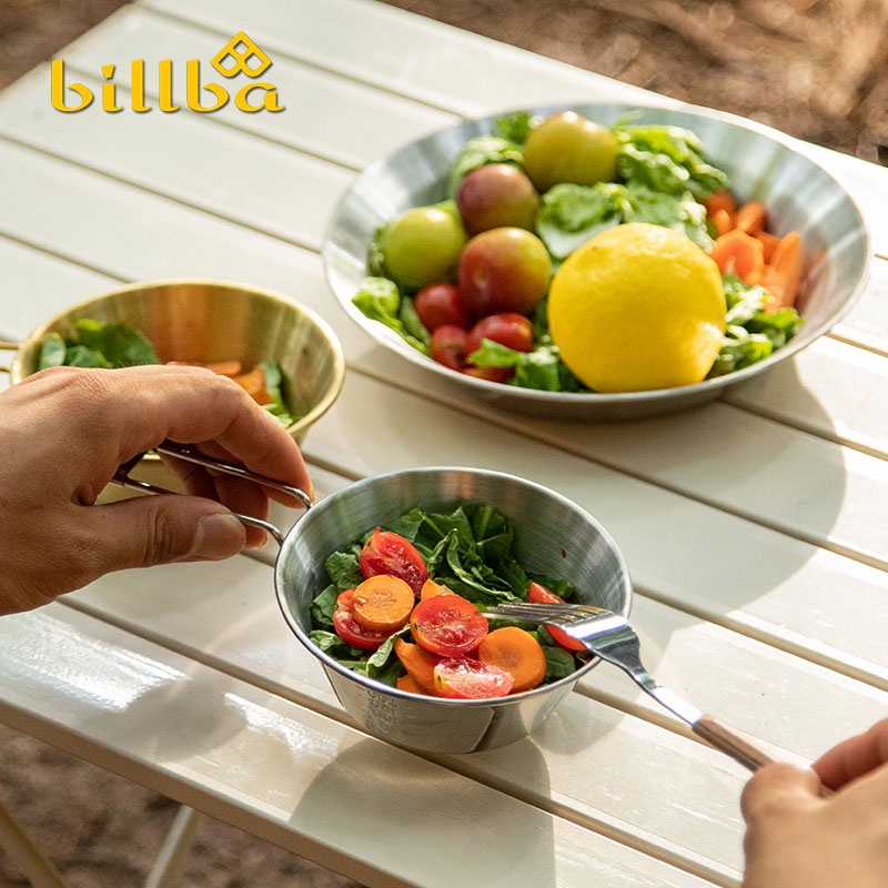 Chén  ăn cơm có tay cầm gập gọn bằng inox 304 dùng đi dã ngoại cắm trại ngoài trời BB4253 - Billba outdoors