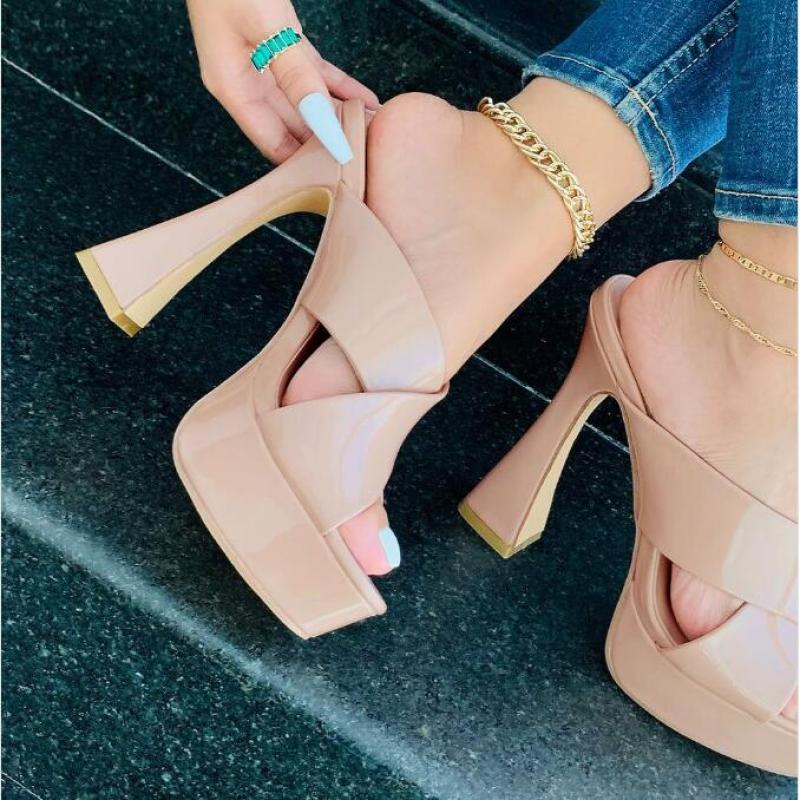 Giày Cao Gót Da Bóng Đế Dày Thời Trang Size 35-42